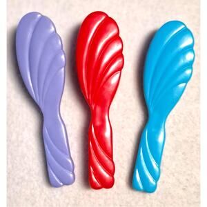 Vintage 90s Barbie Shell Hair Brushes Lot of 3 Purple Red Blue